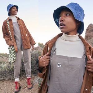 BNWT Lucy & Yak Original Dungarees Organic Cotton Pebble UK14/US10